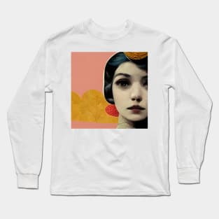 Woman with red lips looking straight ahead Long Sleeve T-Shirt